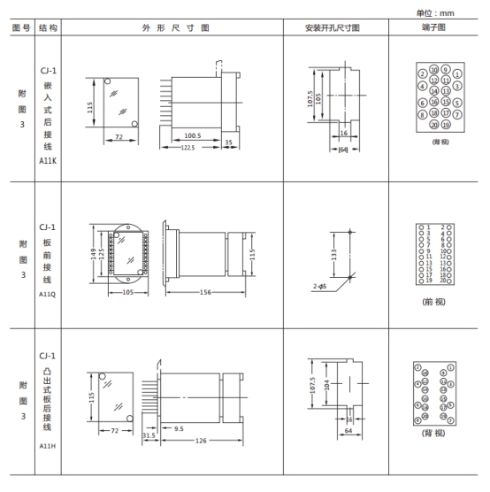 JL8-23集成电路电流继电器继电器外形尺寸及开孔尺寸