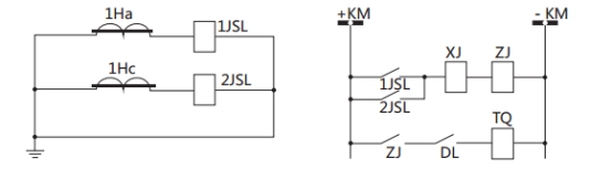 JSL-16继电器构成的二相式定时限保护的原理图