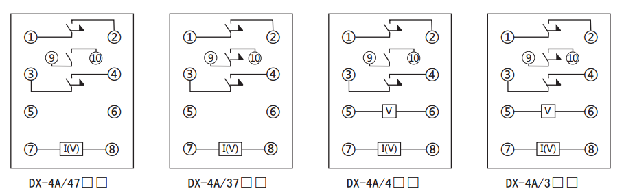 DX-4A信号继电器内部接线及外引接线图