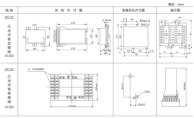 DZ-654中间继电器外形及安装尺寸图片