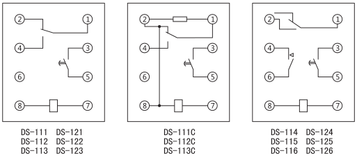 DS-112C时间继电器内部接线及外引接线图(背视图)图片