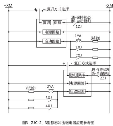 ZJC-3静态冲击继电器内部接线及外引接线图(正视图)2