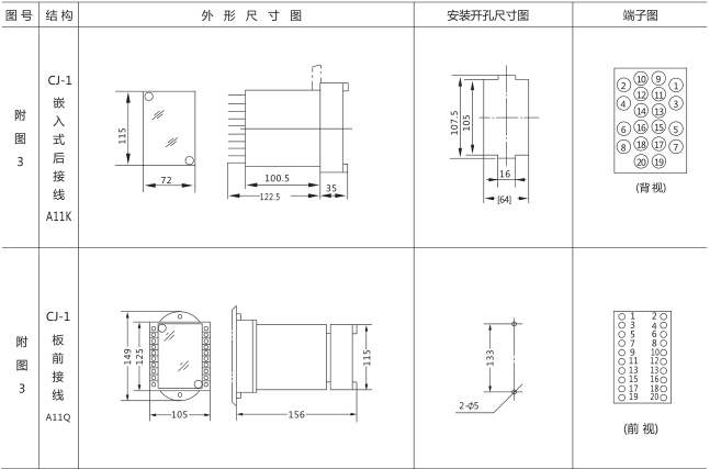 HJS(ZSJ)-20直流断电延时继电器外形及开孔尺寸图片三