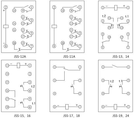 JSS-18时间继电器背后接线图及外引接线图(背视图)图片