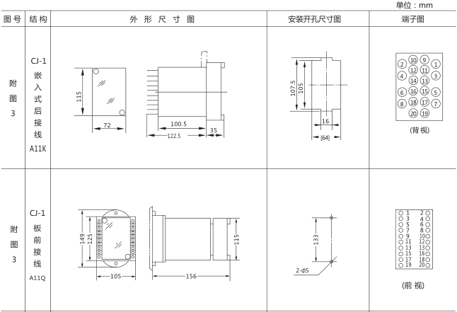 SS-52时间继电器外形及开孔尺寸图片一