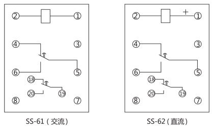 SS-62时间继电器内部接线及外引接线图(背视图)图片