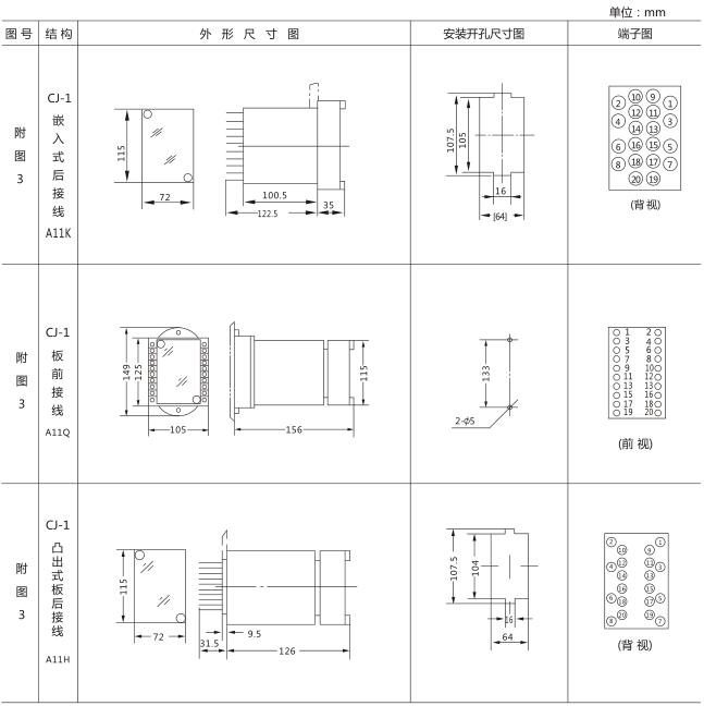 SS-94/3时间继电器外形及开孔尺寸图片