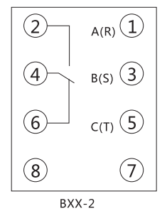  BXX-2相序继电器内部接线及外引接线图