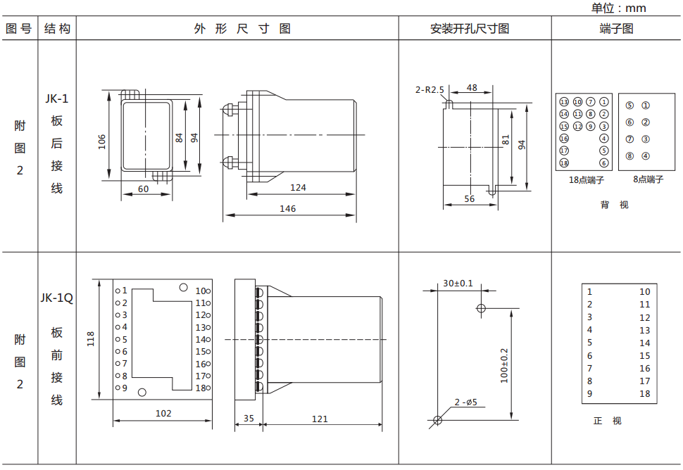 DZS-16B延时中间继电器外形及开孔尺寸