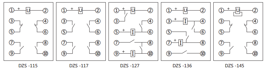 DZS-115延时中间继电器内部接线图及外引接线图