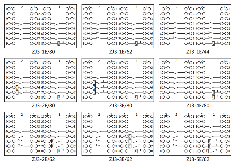 ZJ3-3E/80快速中间继电器内部接线图及外引接线图