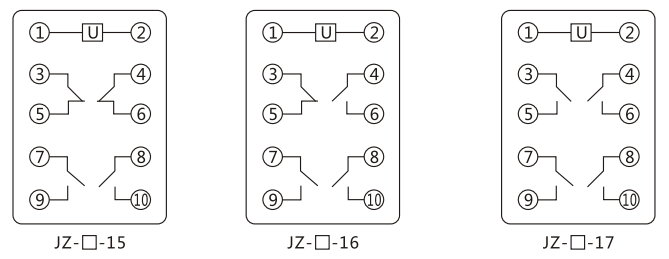 JZY（J)-313静态中间继电器内部接线图及外引接线图