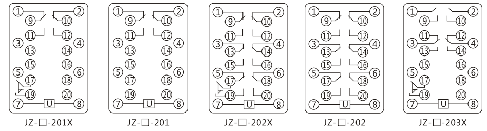 JZY（J)-403静态中间继电器内部接线图及外引接线图