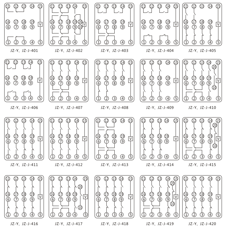 JZY（J)-204静态中间继电器内部接线图及外引接线图