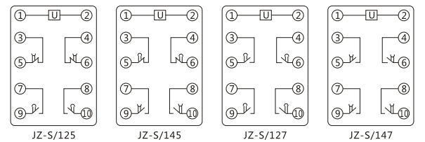 JZ-S/2212静态可调延时中间继电器内部接线图及外引接线图