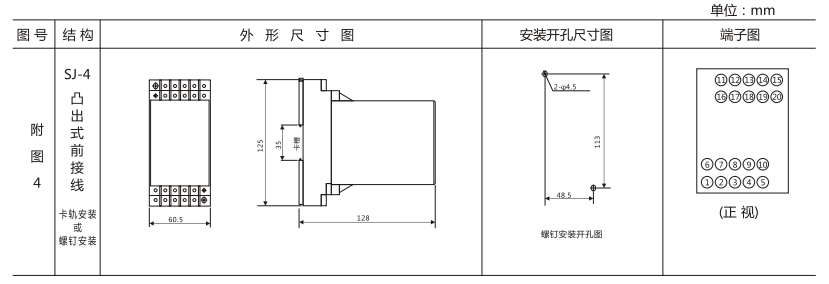 DZY（J)-402导轨式中间继电器外形结构及开孔尺寸图