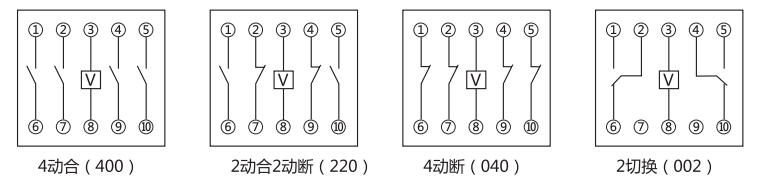 DZ-52中间继电器内部接线图及外引接线图