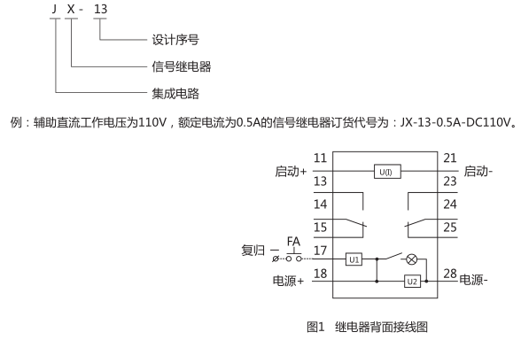 JX-13信号继电器型号含义图